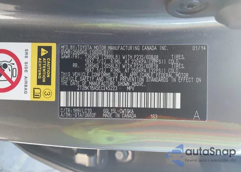 2014 Lexus Rx 350 from USA, damaged, VIN 2T2BK1BA5EC245223